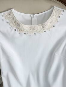 GlowEve Women's 2026 Spring/Summer New Elegant Commuter Beaded Rhinestone Sleeveless Dress - White - View 4