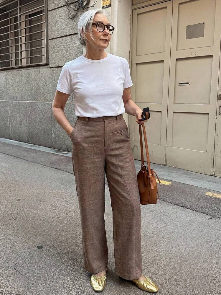 Women's Straight Leg Ankle Length Pants, Loose Fit, Elegant & Formal, Spring/Summer