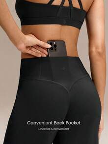 GLOWMODE 31'' Peakbum Quick-Dry Waistband Pocket Tummy Control Corehold Anti-Roll Booty-Sculpting Leggings Pants Training Tennis Running Workout Gym Wear - Black - View 7