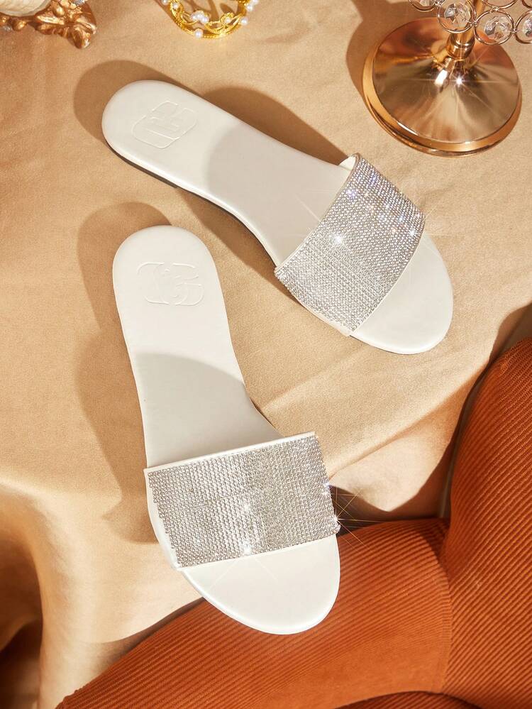 CUCCOO TILAWA Women's Fashion Flat Diamond-Studded Round Toe Comfortable Office Shoes Summer Shoes
