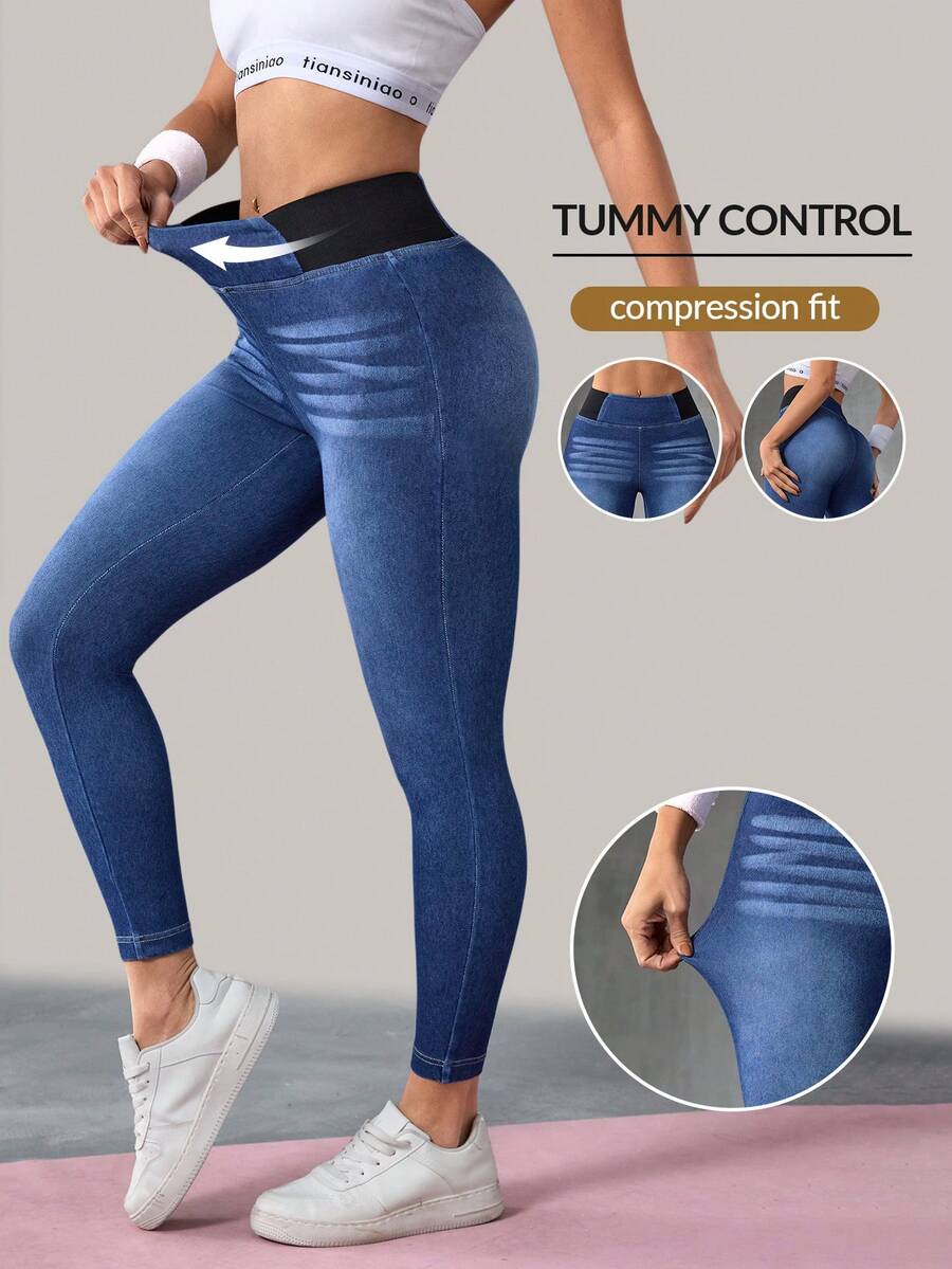 Flexra Women's Casual Elastic Skinny Denim Jeans - Blue - View 1