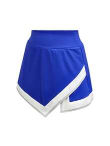 SHEIN Cheerettes 女士字母印花圆领上衣和短裙休闲运动瑜伽套装 - 藍色 - 查看 4