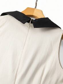 SHEIN Franclia Mono sin mangas minimalista de estilo commuter para mujer Franclia, con bolsillos y botones dorados, ajuste ceñido, pierna recta, para primavera/verano - Albaricoque - Ver 7