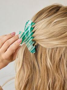 MOTF PREMIUM ACETIC ACID YELLOW MINI CLAW CLIP WITH INLAID GEMS HAIR CLAWS HAIR CLIPS HAIR JAW CLIP HAIR CLAMPS HAIR CLUTCH HAIR CATCHER CLIP - Green Stripe - View 3