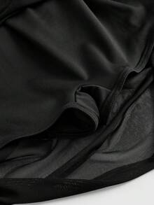 Menodora SHEIN Sport Trang phục khiêu vũ Latin tay dài, màu trơn, hở vai, xếp ly dành cho nữ - màu đen - Xem 7