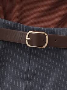 Franclia 女士休闲百搭通勤吊带背心，棕色弹力针织面料，搭配灰色条纹阔腿短裤/长裤（带腰带），优雅两件套，适合春夏穿着。 - 棕色 - 查看 4