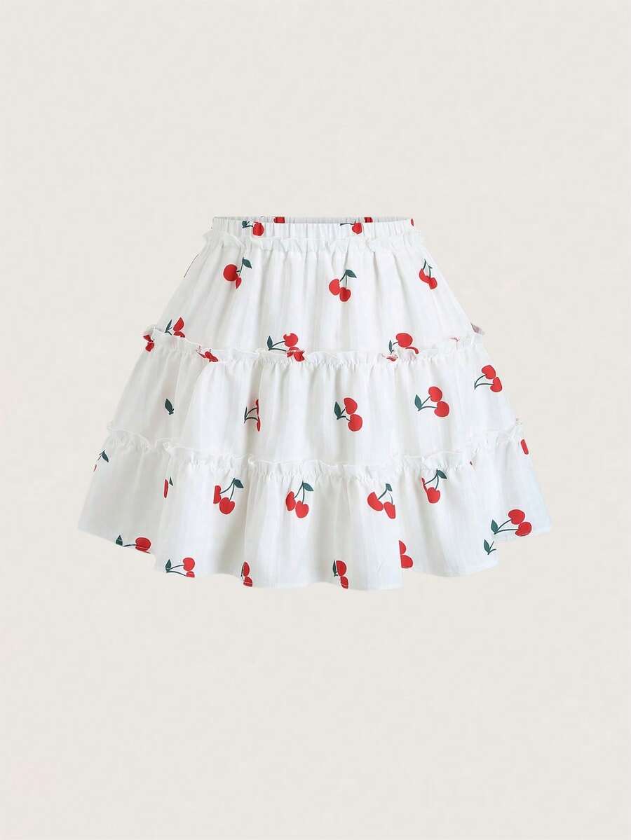 Chiquease 休闲夏季甜美荷叶边蛋糕裙，百搭显瘦多层荷叶边A字迷你裙，修饰臀部和腿部线条，飘逸灵动，拉长身形，尽显女性魅力 - 白色 - 查看 1