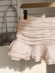 Elamini Váy ngắn chấm bi thời trang mùa hè mới, ngọt ngào, có thể điều chỉnh độ nhún ở hai bên, gấu váy xếp ly hai lớp, thích hợp cho kỳ nghỉ, hẹn hò, tiệc tùng, đi học, mang đến vẻ ngọt ngào và cổ điển, màu hồng cho mùa cưới. - Màu Hồng baby - Xem 6