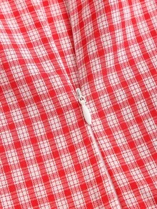 Sweetra 女士夏季新款优雅性感甜美蕾丝拼接红白格子收腰吊带蝴蝶结连衣裙半身裙 - 紅白色 - 查看 7