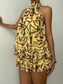 Aloruh 女士斑马纹吊带迷你连衣裙 - 彩色 - 查看 3