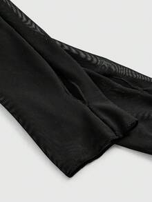 Menodora SHEIN Sport Trang phục khiêu vũ Latin tay dài, màu trơn, hở vai, xếp ly dành cho nữ - màu đen - Xem 5