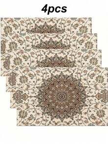 Set di 1/4/6 tovagliette da tavola con stampa mandala bohémien - Decorazione per cucina e sala da pranzo - Rivestimento in lino, decorazione per la casa, decorazione per feste - Multicolore - Visualizzare 11