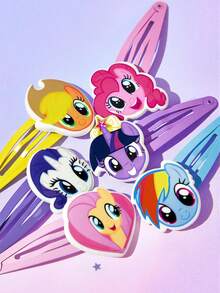 My Little Pony X SHEIN 12 包甜美可爱的卡通糖果色女孩发夹和女士发饰，适合夹刘海和断发。 - 彩色 - 查看 3