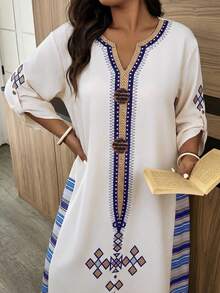 Weeklong 女士撞色印花长连衣裙，休闲不规则下摆连衣裙 - 彩色 - 查看 4