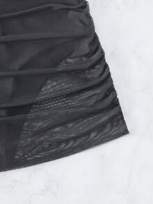 Swim Vcay Falda-pantalón de bikini de unicolor con pliegues para mujer, ideal para la playa - Gris Oscuro - Ver 5