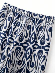 Linhara Pantalones anchos de uso diario con estampado todo sobre para mujeres de talla grande - Multicolor - Ver 5