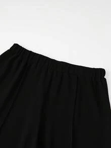 SHEIN Clasi 两件套加大码优雅通勤印花长袖衬衫和纯色长裤套装 - 棕色 - 查看 6