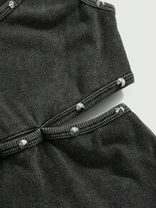 ROMWE Avant Avant Street Hollow Eyelet Ribbed Women Tank Top - Dark Grey - View 4