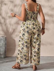 EMERY ROSE Plus Size Women Floral Print Pleated Casual Jumpsuit Pants - Multicolor - View 2