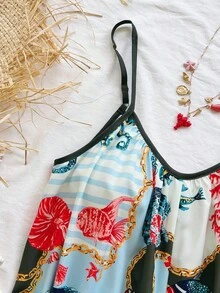 Soleia Áo liền quần nữ kiểu dáng thường ngày, in hình sinh vật biển, hở lưng, cổ chữ V, thích hợp cho kỳ nghỉ biển và du lịch trên tàu biển. - Nhiều màu - Xem 3