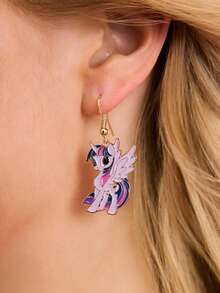 My Little Pony X SHEIN 时尚可爱甜美锌合金水滴耳环，女士饰品，暮光闪闪、碧琪和云宝黛西图案，糖果色。 - 彩色 - 查看 5