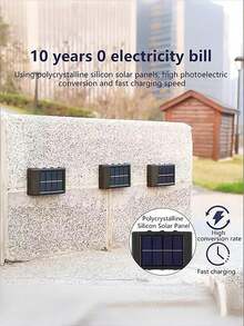 Teckwe 1件 4LED/6LED/8LED 太陽能上下照日光壁燈，戶外防水LED階梯燈，現代裝飾壁燈，適用於戶外庭院、花園、草坪、露台、中庭、圍欄、車道、小徑裝飾燈，萬聖節、聖誕節、感恩節禮物（配備600mAh電池） - Long Wall Lamp - 查看 5