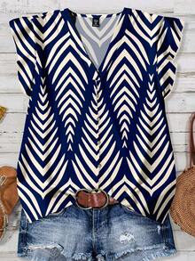 Rusticease 女士休闲几何印花衬衫，适合夏季穿着 - 彩色 - 查看 3