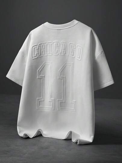 PAVTROS Men's Fashionable Minimalist Short Sleeve T-Shirt, Suede Fleece Fabric With Matte Finish, Loose Fit, Knit Crew Neck Tee, Knit Top, American Hip Hop Oversized Style, Stylish Numeric Graphic, High Street Outfit, Relaxed Casual, Fashionable Minimalist, Daily Wear, Leisure, Fashion Outfit, Back To School, Rapper Clothing, Holiday Gift, Boyfriend Gift, Husband Gift