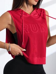 SHEIN Sovereign Charm Women's Letter Print Drawstring Waist Casual Versatile Daily & Sports Sweatshirt - Burgundy - View 4