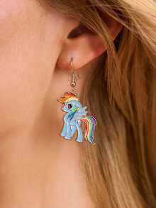 My Little Pony X SHEIN 时尚可爱甜美锌合金水滴耳环，女士饰品，暮光闪闪、碧琪和云宝黛西图案，糖果色。 - 彩色 - 查看 7