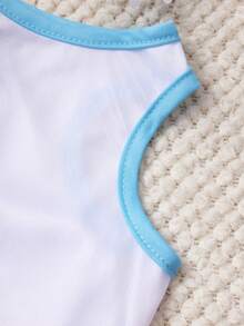 PETSIN 1pc Cute Capybara Summer Activity Printed Pet Tank Top White Splicing Blue Casual Style Soft, Breathable And Comfortable Pet Clothes - Multicolor - View 2