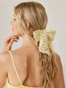 MOTF PREMIUM 亮片飘带蝴蝶结缎面发带 - 黃色 - 查看 5