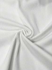 Franclia Women's Ribbed Crew Neck V-Neck Sleeveless T-Shirt With A Half-Open Placket, Paired With Delicate Metal Pearl Buttons, Loose Short-Sleeved Knit Top, Summer Knit Top, Women's Clothing, White Top, White Shirt, White Women's Shirt, Party Top, Women's Beach Wear, Women's Casual Top, Women's Vacation Wear, Summer Holiday Wear, Women's Commuting Wear, Summer Top, Women's Spring Wear, Women's Winter Top, Inner Layer Top, White T-Shirt, Off-White Vest.Graduation Season Attire, Fashionable Casual Commuter Wear, Business Office Wear, Versatile And Stylish Everyday Casual Wear, Urban Teacher's Professional Attire - White - View 4