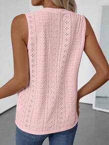 EMERY ROSE Áo tank top nữ cổ tròn không tay, chất liệu vải dệt họa tiết, thích hợp mặc mùa xuân/hè. - Hồng - Xem 2
