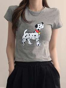 DAZY Women's Fitted Short Graphic T-Shirt - Grey - View 3