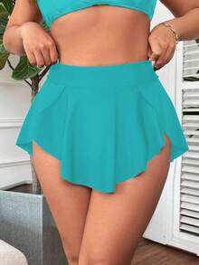 Swim Vcay Bottom de traje de baño de talla grande de unicolor - Azul Cadete - Ver 5