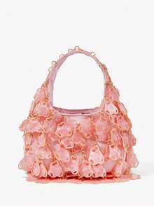 Viva Strut 女士粉色亚克力手提包，时尚、个性、简约、百搭、街头风，适合甜美酷女孩、辣妹、Y2K风格，适合约会、生日、晚宴、海滩、度假、假日、夏季、海边、沙滩派对等场合 - 粉色 - 查看 3