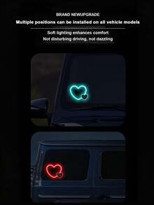 Teckwe Đèn neon LED hình trái tim năng lượng mặt trời SX-01 dành cho ô tô, tích hợp đèn LED tạo không khí hình trái tim, phụ kiện ô tô, pin sạc 300mAh. - Nhiều màu - Xem 6