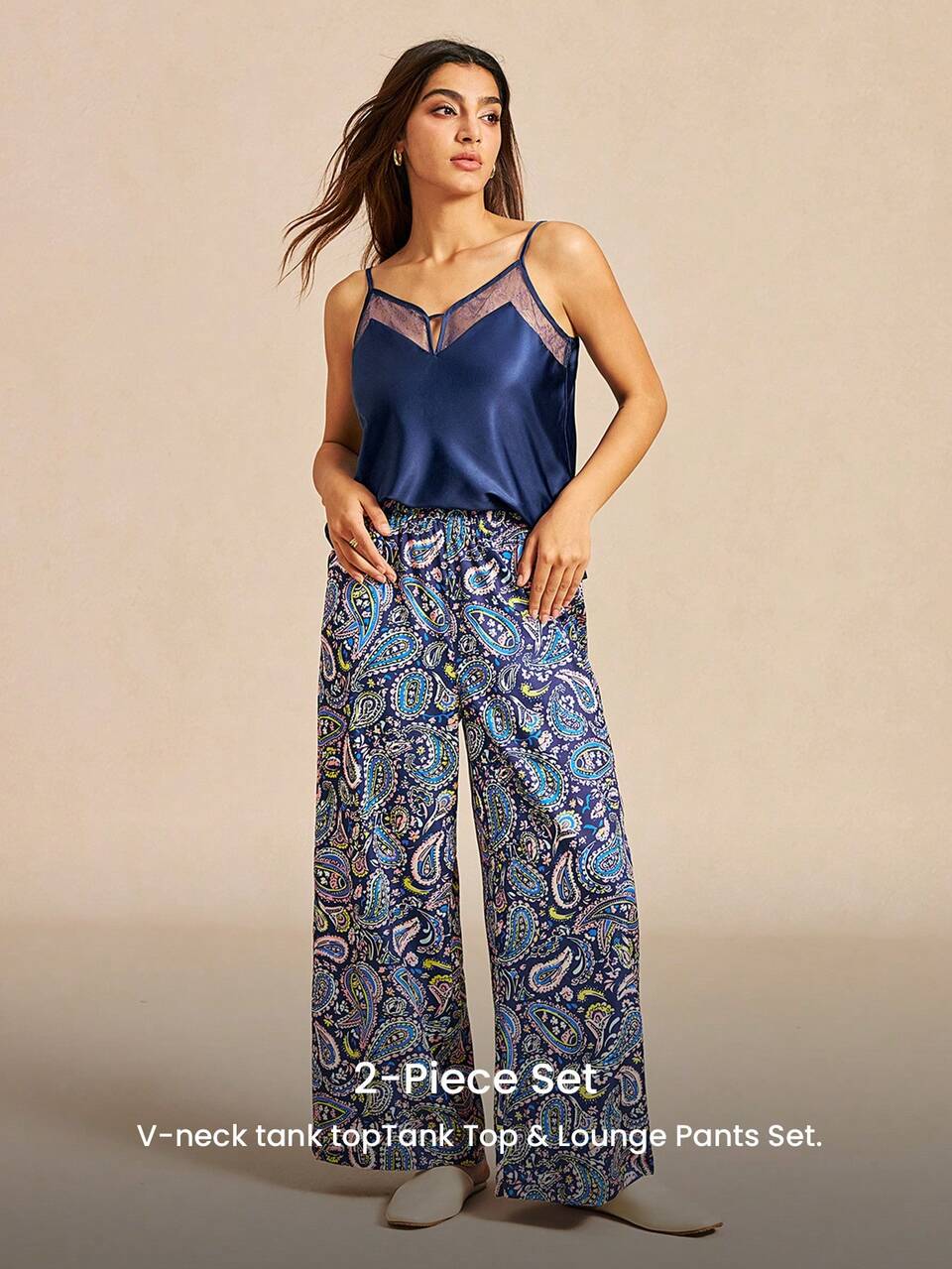 Summer Navy Paisley Pajama Set