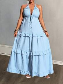 Slaydiva Hàng mới về mùa Xuân/Hè, Thích hợp cho tiệc sinh nhật, tựu trường, phong cách học đường, mặc hàng ngày, thường ngày, du lịch biển, đi biển, tắm nắng, thịnh hành, phong cách đường phố, thanh lịch, đi làm, công sở thường ngày, dự tiệc, đầm maxi hè màu xanh dương có dây buộc, đầm cỡ lớn xếp tầng nhiều lớp, đầm thời trang châu Phi màu xanh dương đi nghỉ mát, đầm maxi xanh nhạt, đầm cổ yếm xanh dương, đầm maxi xếp tầng, đầm dài màu xanh dương, đầm cổ yếm, đầm hè nữ, đầm maxi nhiều tầng, đầm xếp tầng không tay, đầm dài màu xanh nhạt. - Màu xanh lam - Xem 5