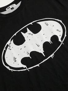 BATMAN X SHEIN 男士蝙蝠印花圆领休闲背心 - 黑色 - 查看 2