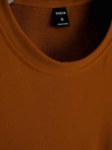 Manfinity Roughcore Men's Letter Print Casual Round Neck Short Sleeve T-Shirt, Summer - Brown - View 4