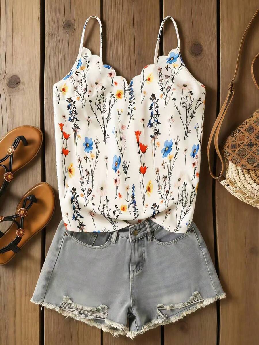 EMERY ROSE Women's Summer Vacation Floral Print Camisole - Multicolor - View 1