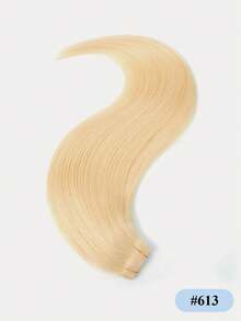 蝴蝶结发片，真人发丝，PU孔发片，12-24英寸，金色直发，隐形接发，真人发丝，PU孔发片，柔软丝滑，适合日常、派对、节日和婚礼等场合。 - S613 - 查看 3