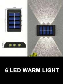 Teckwe 1件 4LED/6LED/8LED 太陽能上下照日光壁燈，戶外防水LED階梯燈，現代裝飾壁燈，適用於戶外庭院、花園、草坪、露台、中庭、圍欄、車道、小徑裝飾燈，萬聖節、聖誕節、感恩節禮物（配備600mAh電池） - Long Wall Lamp - 查看 8