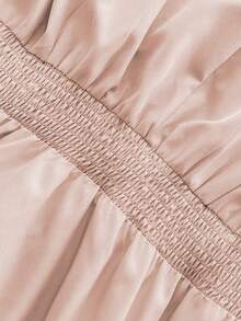 Vestido elegante de manga larga con cuello en V, cintura con lazo y falda acampanada para mujer de talla grande - Rosa vieja - Ver 8