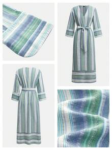 MAIJA Elegant Lace V-Neck Puff Sleeve A-Line Maxi Dress - Multicolor - View 8