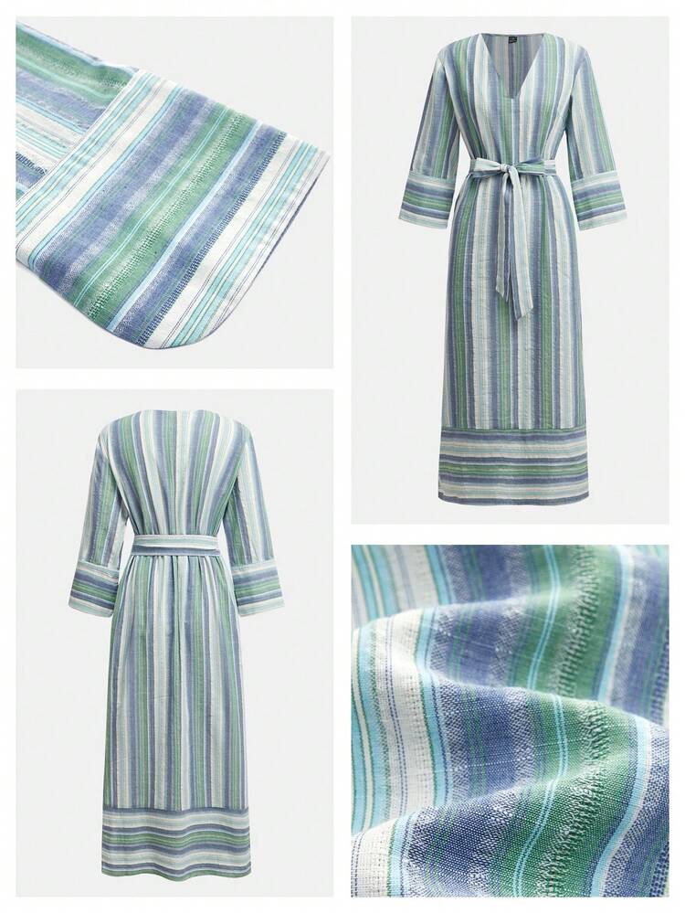 SHEIN Maija MAIJA Elegant Lace V-Neck Puff Sleeve A-Line Maxi Dress