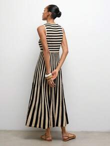 Maija Women's Round Neck Sleeveless Striped Casual Knit Sweater Dress,Summer Clothes,Beach Dresses ,Beach Outfit ,Casual Long Dresses ,Summer Holiday Outfits,Vacation Outfits For Women - Multicolor - View 5