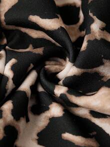 Ellevyn Women's Elegant Commuter Leopard Print Patchwork Jumpsuit Wide Leg Jumpsuit Elegant Leopard Print Two Piece Jumpsuit Formal Jumpsuit Women Cheetah Print Jumpsuit Summer Outfits   Summer Women's Retro Vacation Commuter Casual Elegant Versatile Classic Black Patchwork Leopard Print Color Blocking Waist-Cinching Jumpsuit Long Jumpsuit Knit Stretch, Office Wear - Black - View 3